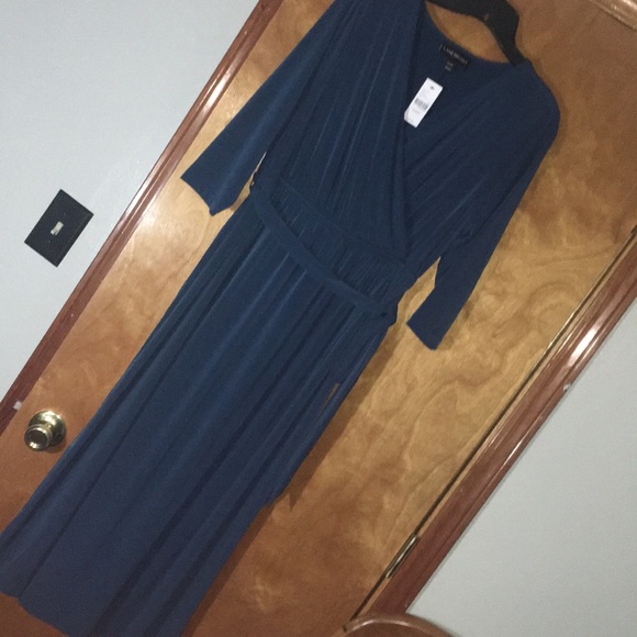 10/12P Quarter Sleeve Teal Sleeve Faux-Wrap Dress - Picture 5 of 13